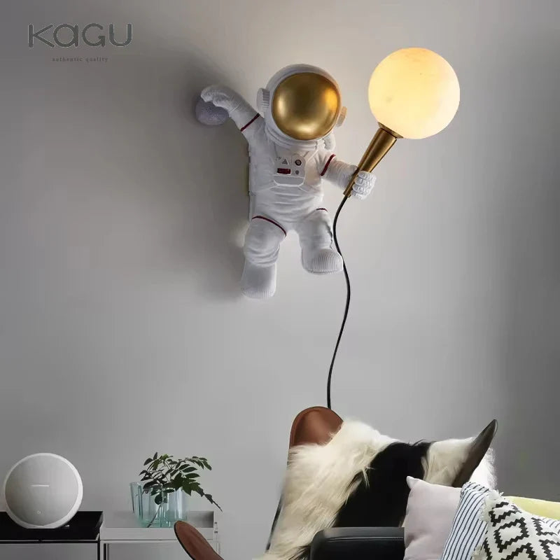 Afralia™ Astronaut Moon Planet Table Lamp Night Light Bedroom Decor Spaceman Theme
