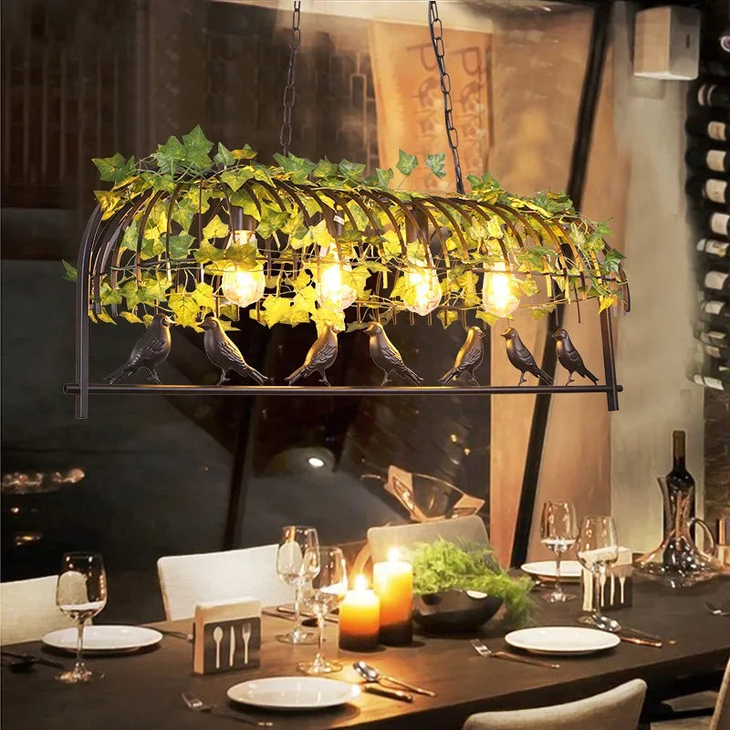 Afralia™ Bird Cage Chandelier: Restaurant Bar Living Room Garden Decor Vintage Hanging Lamp