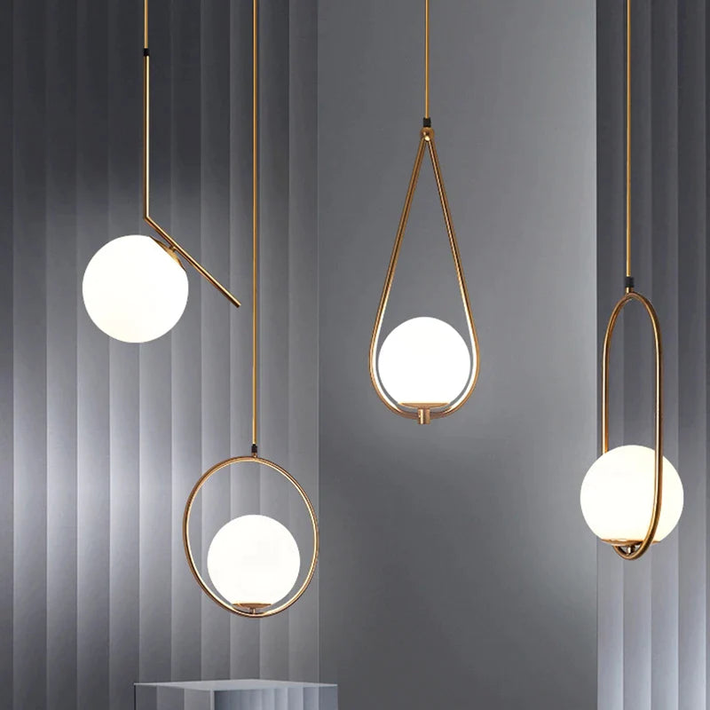 Afralia™ Glass Ball LED Chandelier - Minimalist Nordic Art for Home, Restaurant, Bar & Bedroom