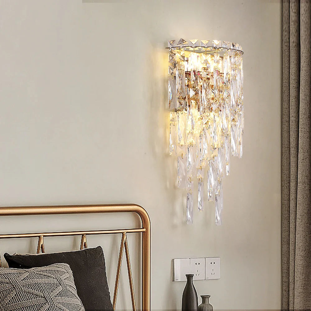 Afralia™ LED Crystal Sconce Wall Lamp: Modern Luxury Lighting for Living Room, Bedroom, and Corridor.