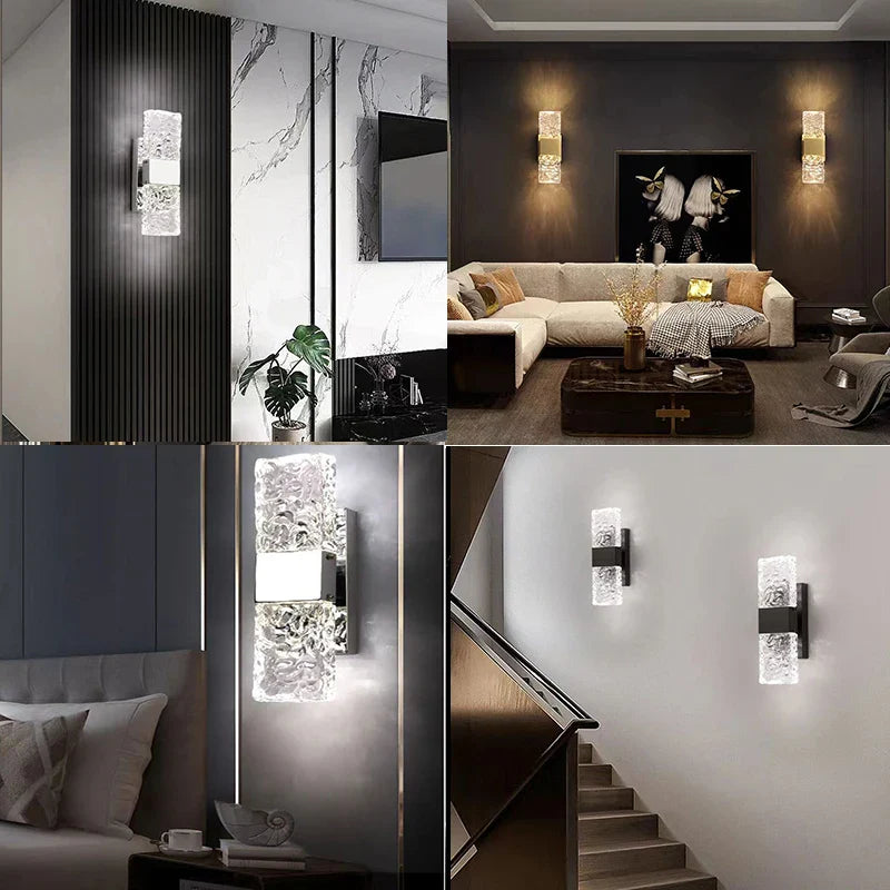 Afralia™ Crystal LED Wall Sconces | Modern Corrugated Design for Living Room, Bedroom, Aisle