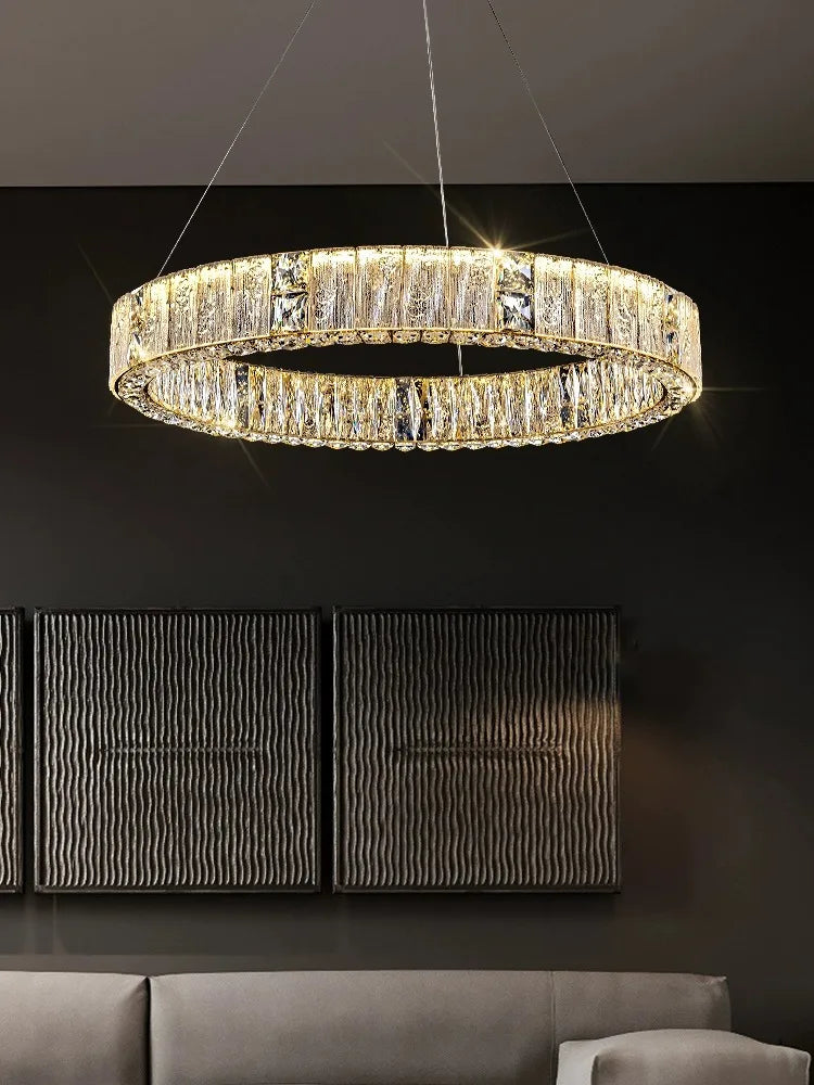 Afralia™ Crystal Glass Chandelier: Big Round Luxury LED Ceiling Hanging Lamps for Home Decor.