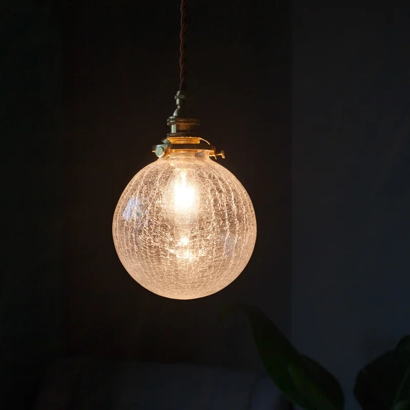 Afralia™ Cracked Glass LED Pendant Light for Cafe Bar Kitchen Living Room
