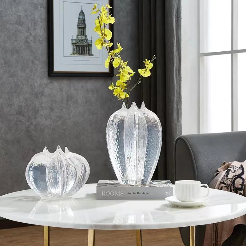 Afralia™ Transparent Petal Shape Resin Vase for Arranging Flowers and Home Decor