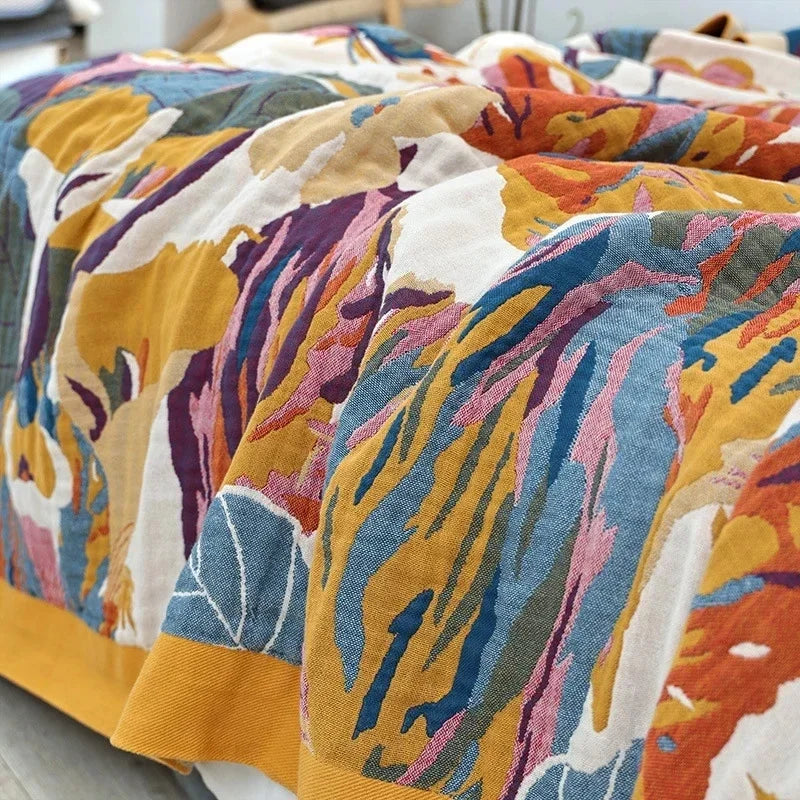 Afralia™ Nordic Cotton Four-Layer Gauze Blanket - Soft Bedspread & Quilt