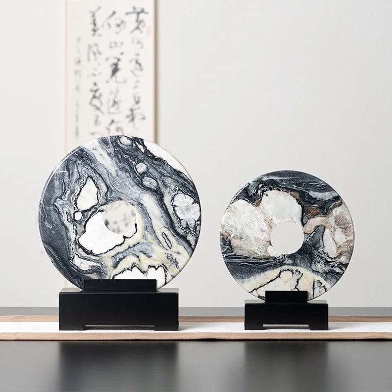 Afralia™ Marble Round Sculpture - Home Decor Handicraft Figurine