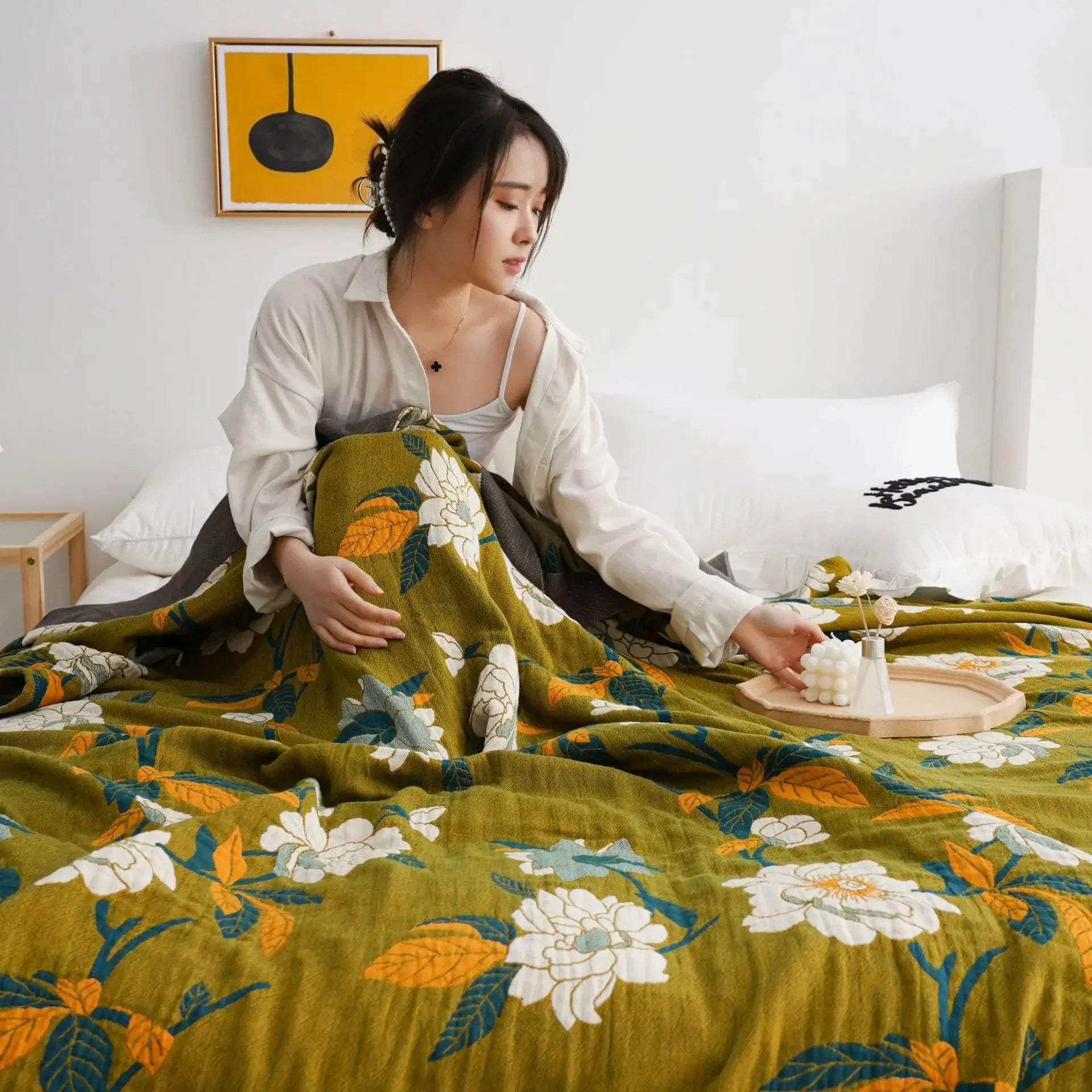 Afralia™ European Cotton Gauze Throw Blanket