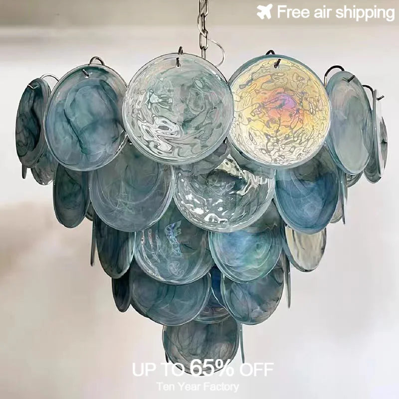 Afralia™ Pink Glass Italian Style Ceiling Chandelier for Living Room, Dining Room, Girls Room