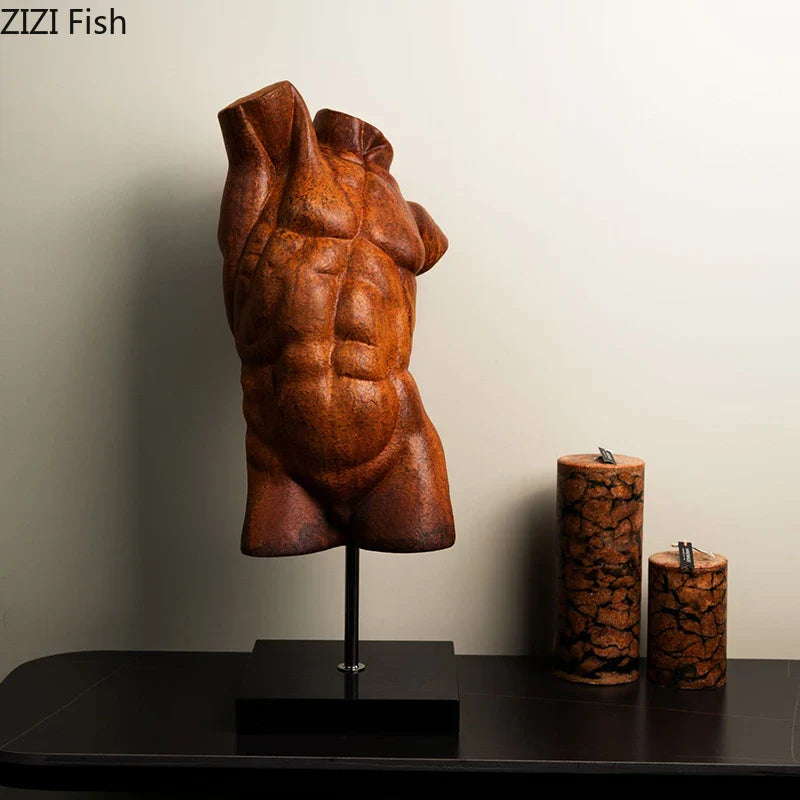 Afralia™ Muscle Man Sculpture Desk Ornament Modern Art Decor Resin Statue