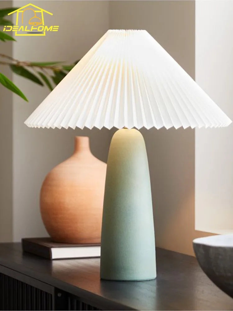 Afralia™ Pleated Ceramic Table Lamp LED E27 Nordic Design Minimalist Modern Light