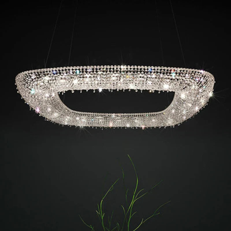 Afralia™ Crystal Pendant Chandelier: Modern Dimmable Lighting for Living Room, Bedroom, Foyer