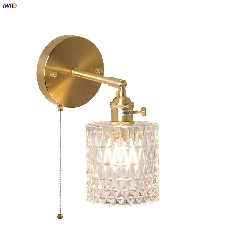 Afralia™ Brass E27 LED Wall Sconce Pull Chain Switch Stair Light Fixtures