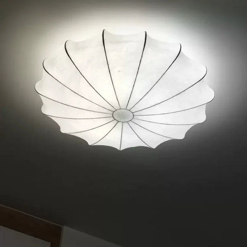 Afralia™ Cream Silk LED Ceiling Lamp for Living Room Bedroom, Nordic Minimalist Style