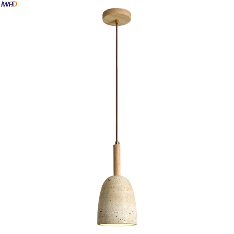 Afralia™ Travertine LED Hanging Lamp for Bedroom Living Room Bar | Japanese Wabi Sabi Pendant Lighting