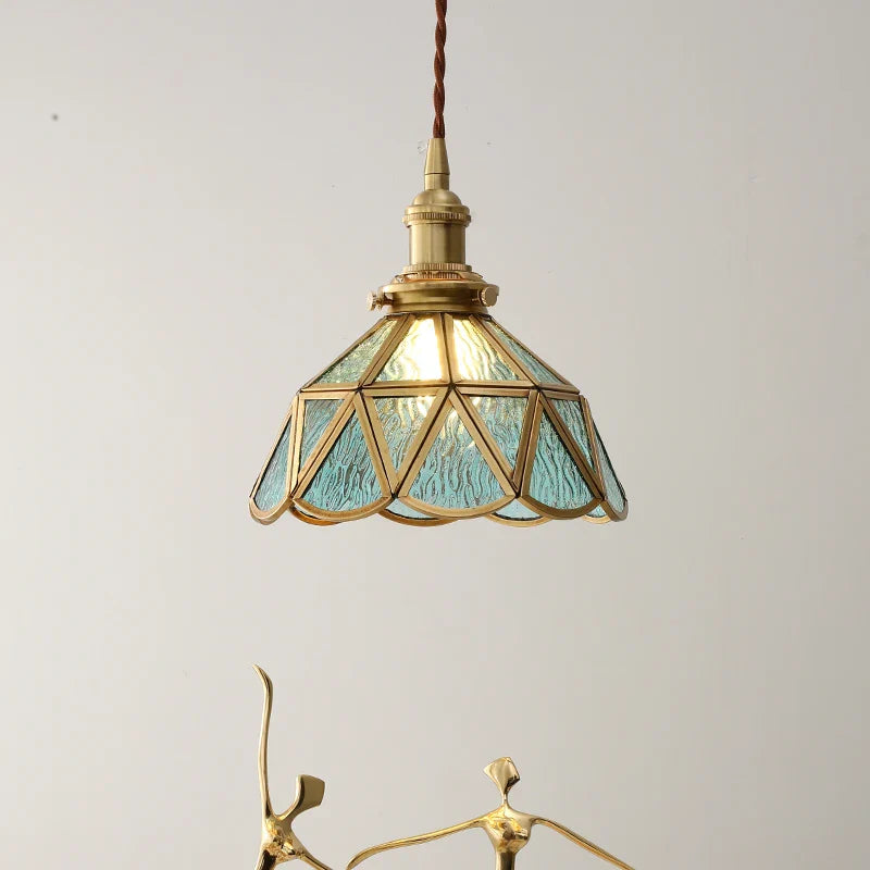 Afralia™ Amber Glass LED Pendant Light - Nordic Modern Copper Suspension Luminaire for Home