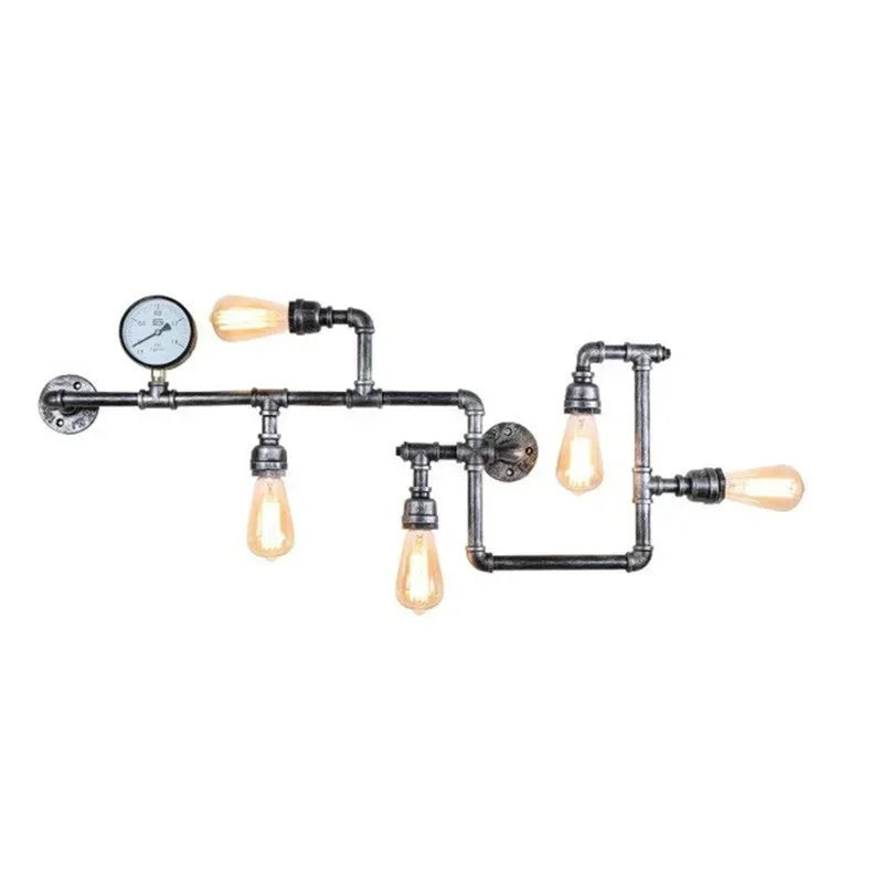 Afralia™ Vintage Loft Industrial LED Wall Lamp Iron Rust Water Pipe Sconce Lights
