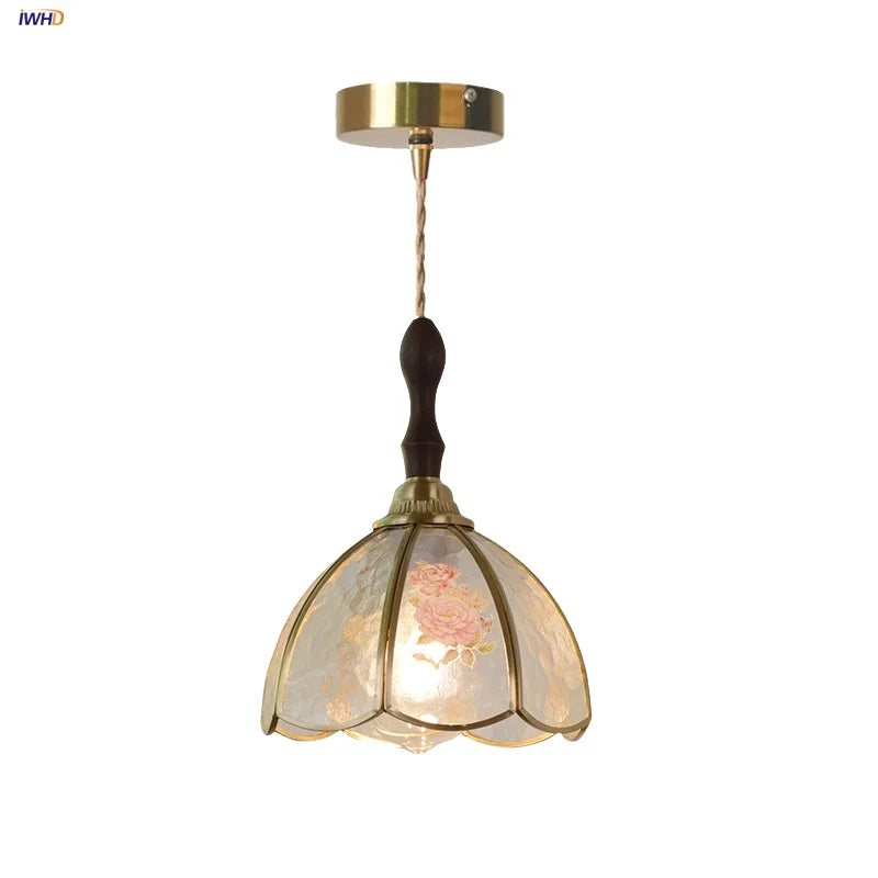 Afralia™ Nordic Walnut Glass LED Pendant Lamp Kitchen Light Fixtures