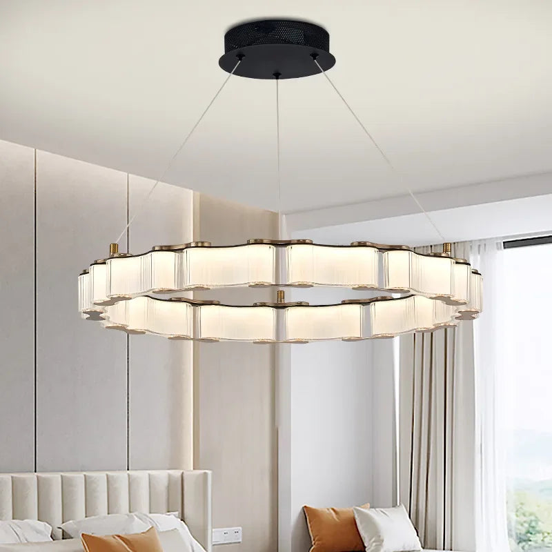 Afralia™ LED Chandelier: Modern, Acrylic, Round Rings Hanging Lamp for Dining Room and Kitchen