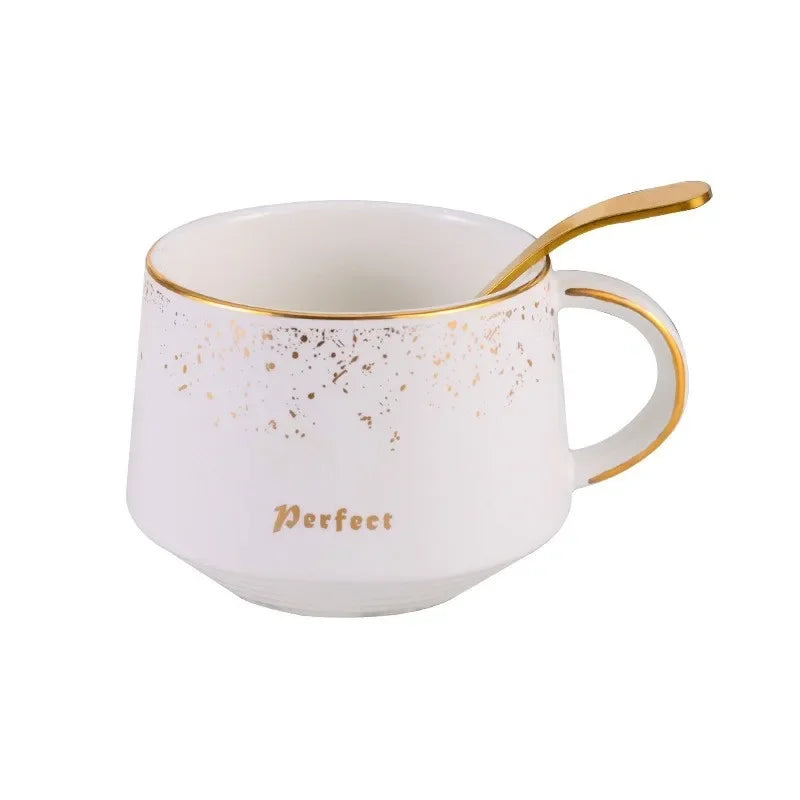 250ml Afralia™ Ceramic Coffee Cup Set with Tray, Spoon - European Style Porcelain Mugs