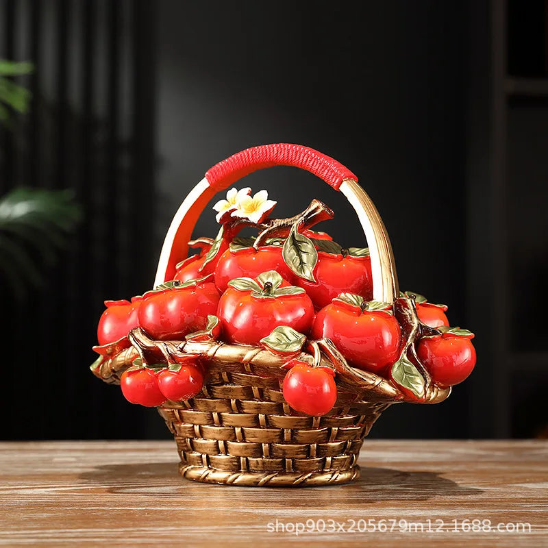 Afralia™ Artificial Fruit Tree Apple Basket Ornaments Home Decor Figurines