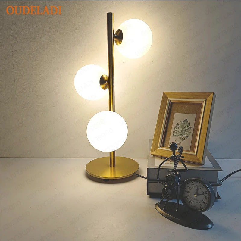Afralia™ Glass Ball LED Table Lamp | Nordic Style Iron Art Decor Fixture