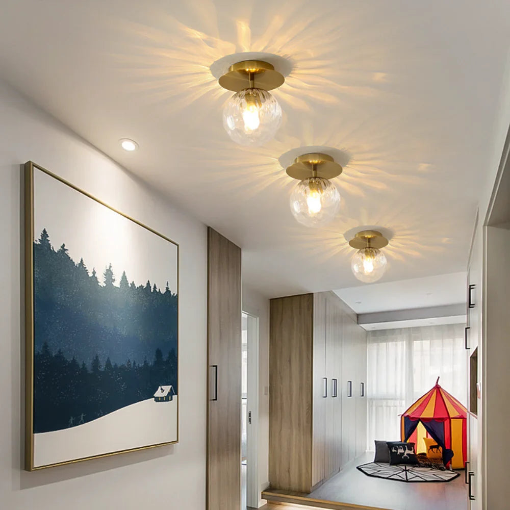 Afralia™ Gold Ball Glass Ceiling Lamp: Modern Nordic Living Room Lights for Loft Decor