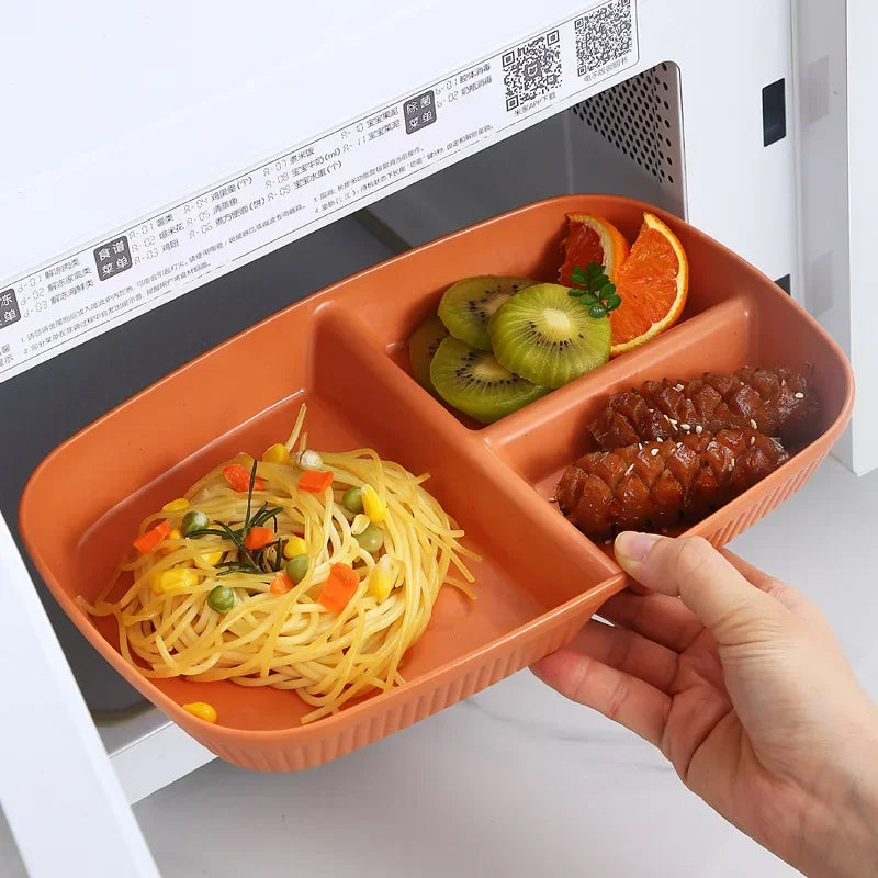 Afralia™ Divided Dish Diet Plate with 3 Compartments, Microwave Safe Dinnerware for Adults