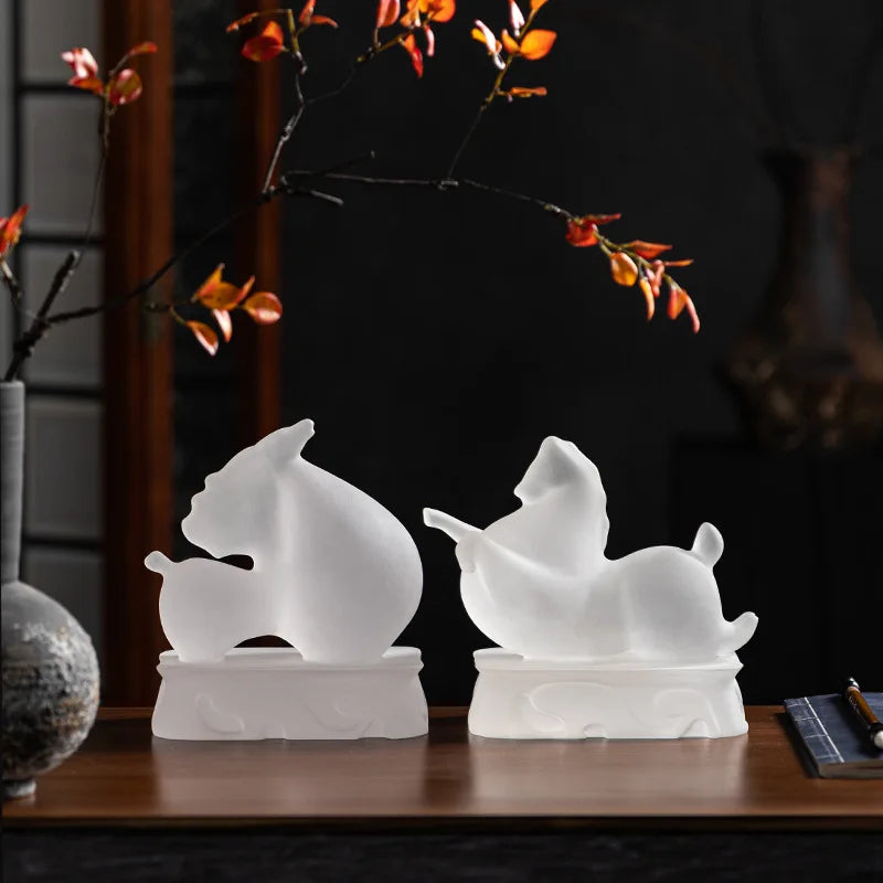 Afralia™ Resin Matte Horse Sculpture, Chinese Retro Style Home Decor Accessory