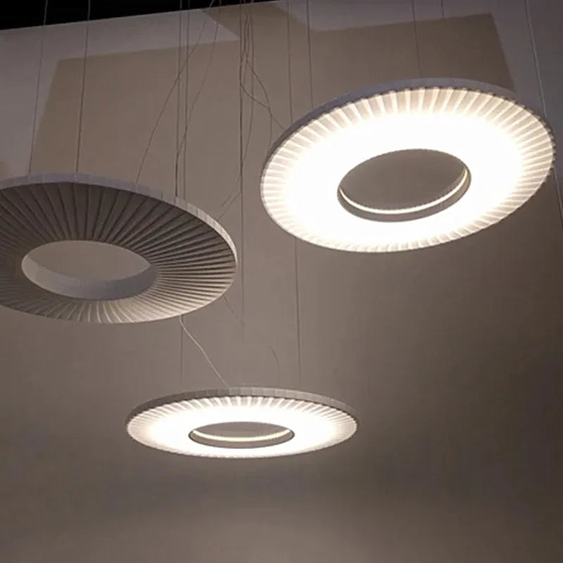 Afralia™ Dix Iris Pendant Light Fabric Round Ring Aesthetics Art Decor Light