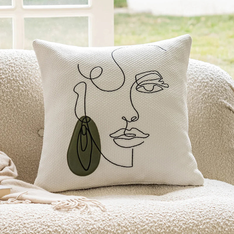Afralia™ Nordic Light Luxury Embroidered Pillow Covers - Modern Simplicity Living Room Decor