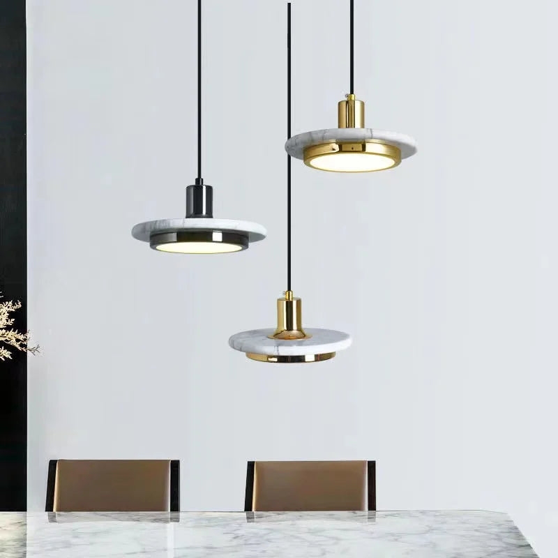 Afralia™ Gold Copper Saucer Marble Chandelier Luxury Home Decor Bedside Cafe Table