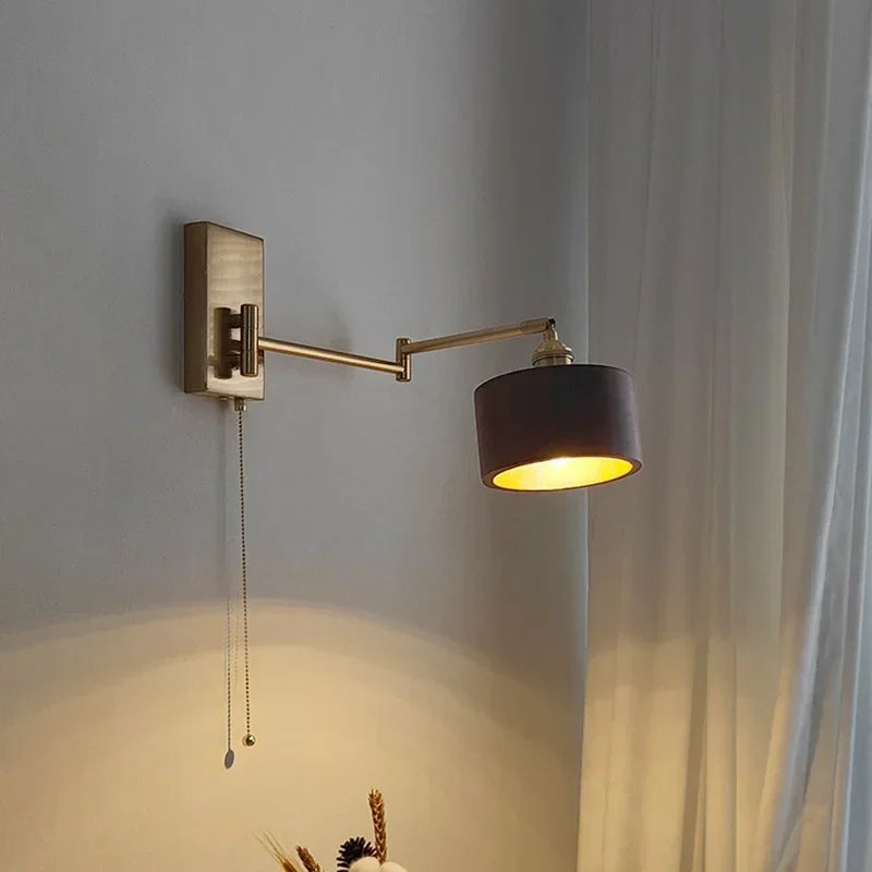 Afralia™ Wooden Wall Sconce LED Light - Modern Bedroom Beside Lamp - Left Right Rotate UP Down.