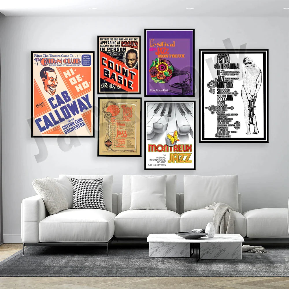 Afralia™ Vintage Music Festival Poster: Montreux Jazz Drums, Rock & Freedom of Jazz