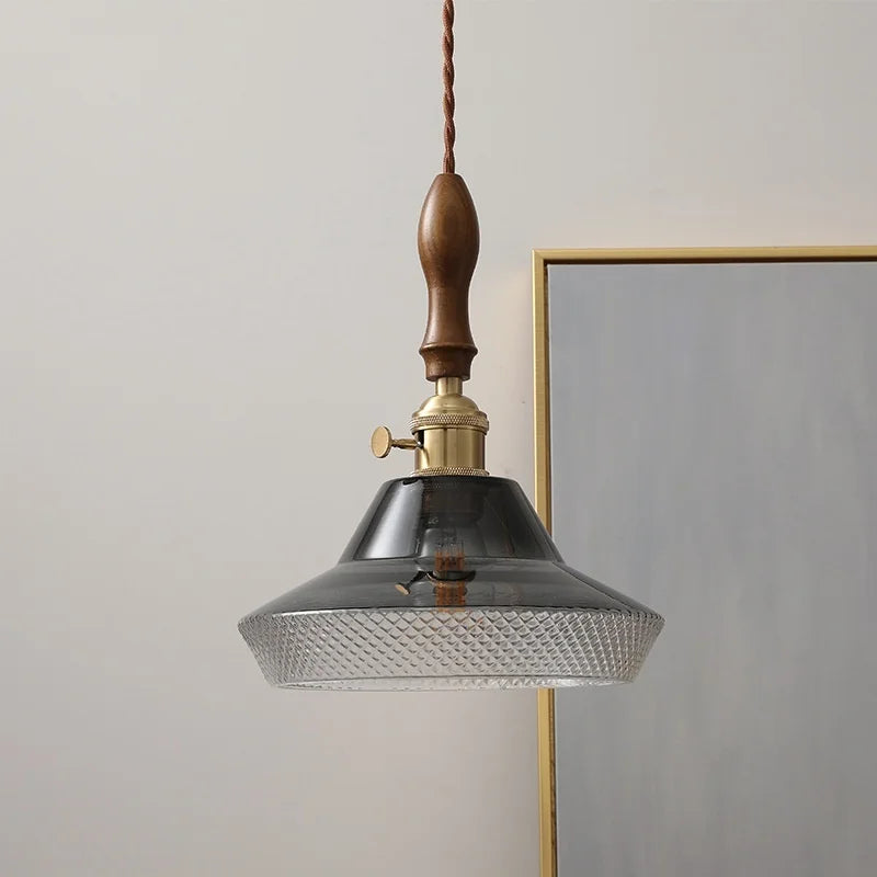 Afralia™ Wood Copper LED Pendant Light - Nordic Hanging Lamp for Bedroom Dining Hallway
