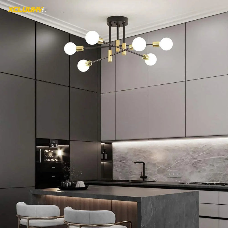 Afralia™ Sputnik Ceiling Lights: Modern Semi Flush Mount LED for Bedroom, Living Room