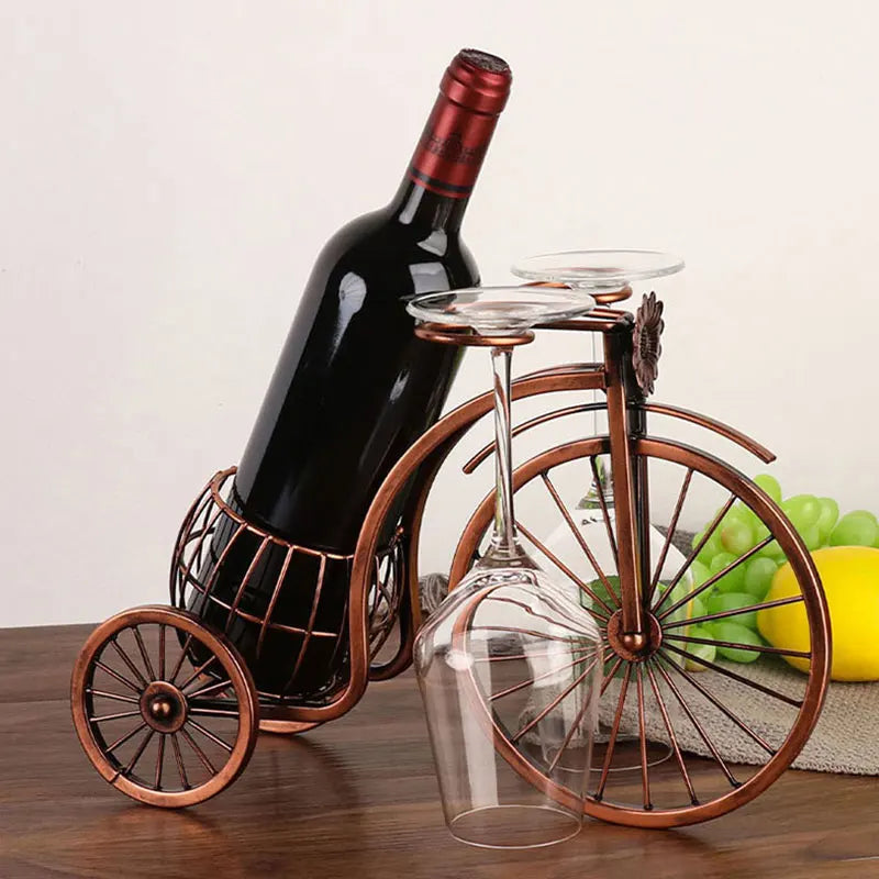 Afralia™ Retro Carriage Wine Rack & Glass Holder: Elegant Table Decor & Bottle Organizer