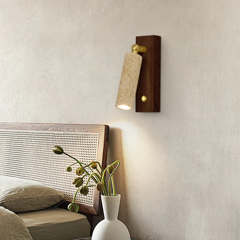 Afralia™ Copper LED Wall Lamp: Modern Nordic Style Mirror Light with Travertine Switch