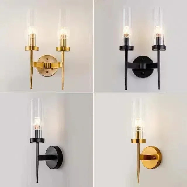 Afralia™ Gold LED Wall Lights Glass Lamps for Bedroom, Living Room, and Bathroom