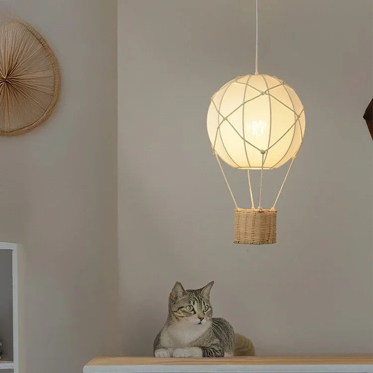 Afralia™ Hot Air Balloon Chandeliers - Handmade Rattan Fabric Kids Room Lamps