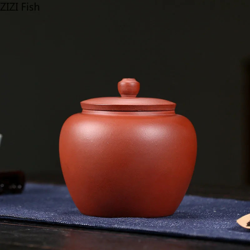 Afralia™ Purple Clay Teapot Tea Canister: Sealed Ceramic Storage Jar with Lid