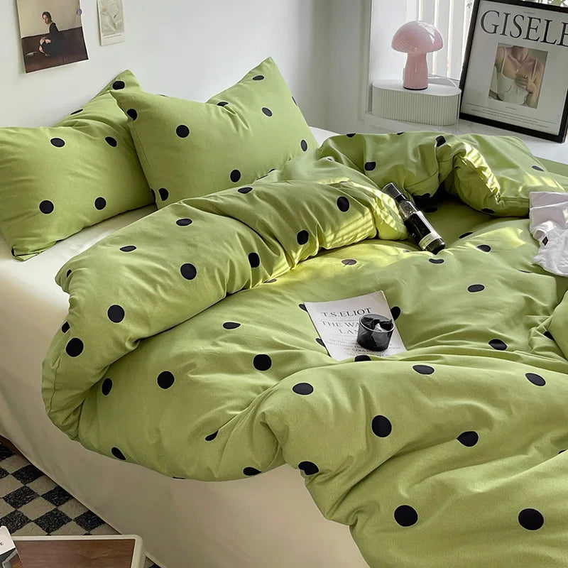 Afralia™ Polka Dot Striped Bedding Set for Summer. Soft Cozy Duvet Cover. All Seasons Single Double Bed Linens.