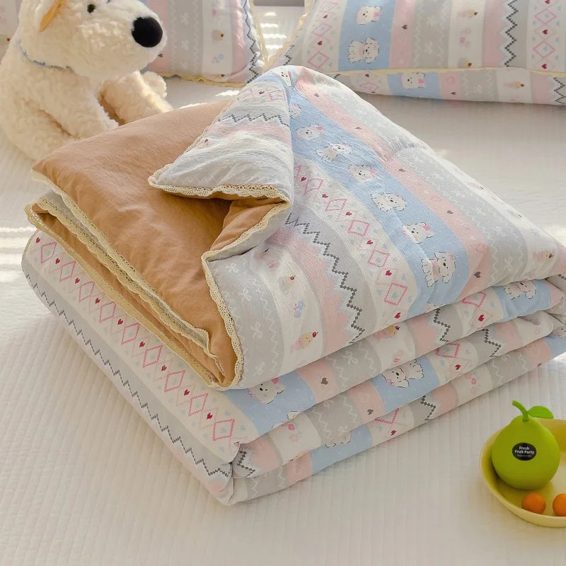 Afralia™ Summer Comforter: Sweet Printed Air-Condition Queen King Beds, Soft Skin-Friendly Breathable Blanket