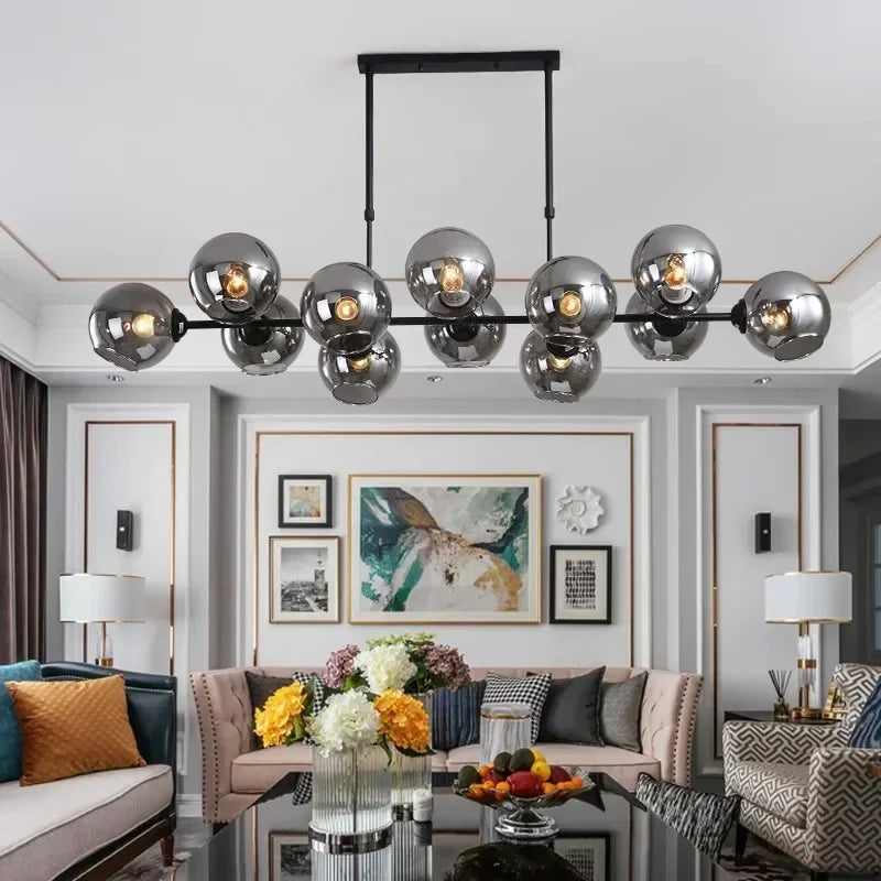 Afralia™ LED Glass Ball Pendant Light for Dining Kitchen Bedroom Chandelier Island Decor