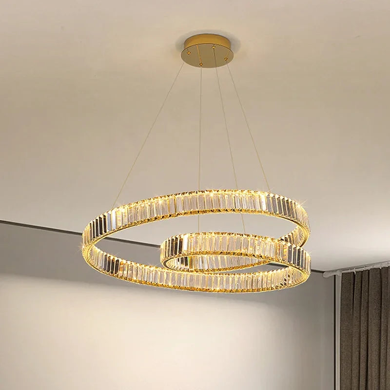 Afralia™ Modern Luxury LED Crystal Pendant Chandelier for Living and Dining Room