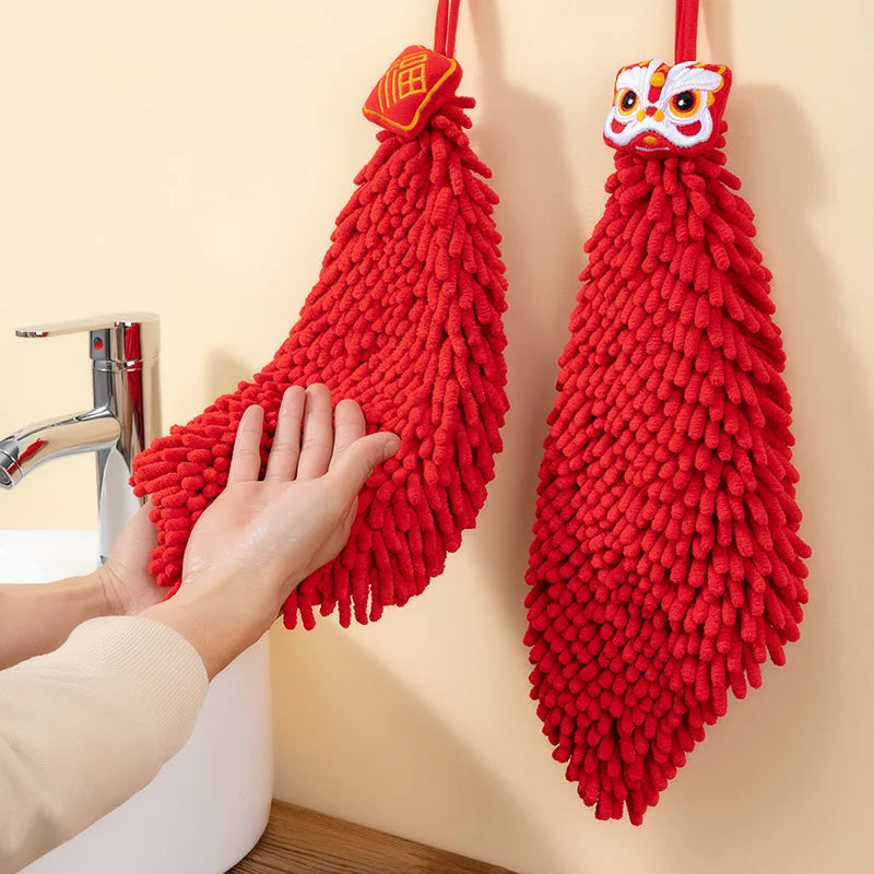 Afralia™ Chenille Cartoon Hand Towel: Soft, Absorbent, Quick-Dry, Home Bathroom Embroidery Towel