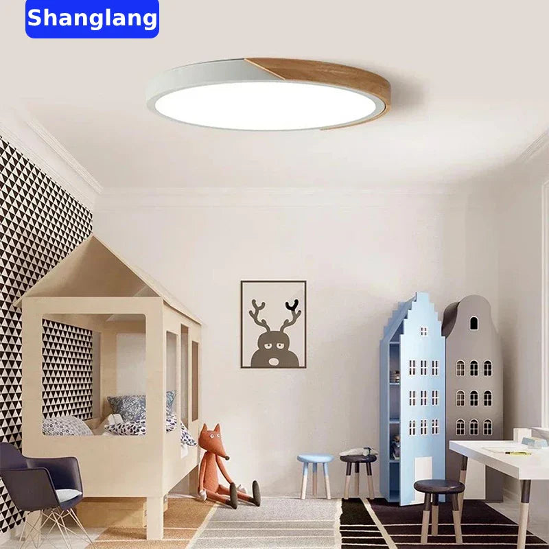 Afralia™ Wood Ceiling Light Modern Ultra-Thin Surface Mount Fixture for Living Room & Balcony