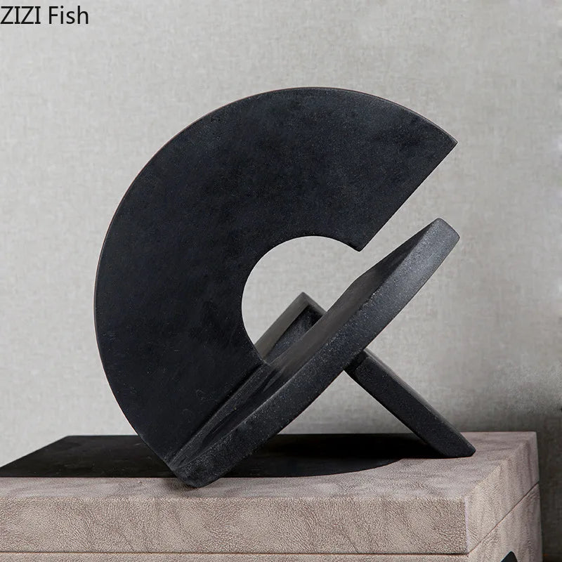 Afralia™ Modern Semicircle Geometry Resin Sculpture Desk Ornament Aesthetic Room Decor