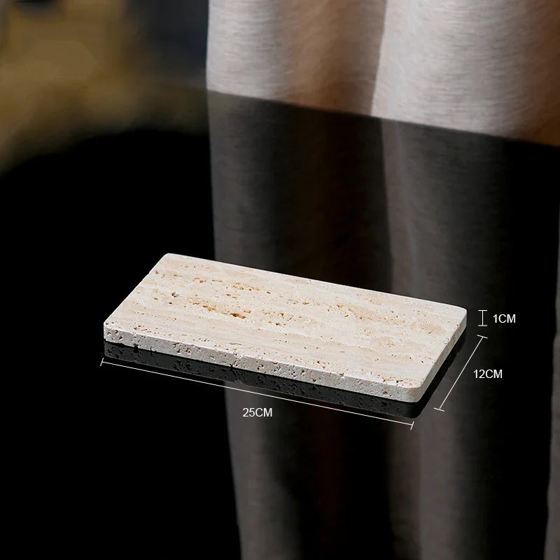Afralia™ Travertine Bathroom Counter Tray for Soap Dispenser and Kitchen Sink Organizer