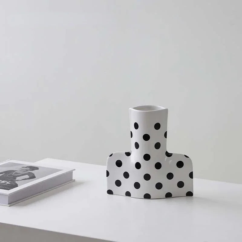 Afralia™ Striped Wave Point Ceramic Vase Home Decoration Pot