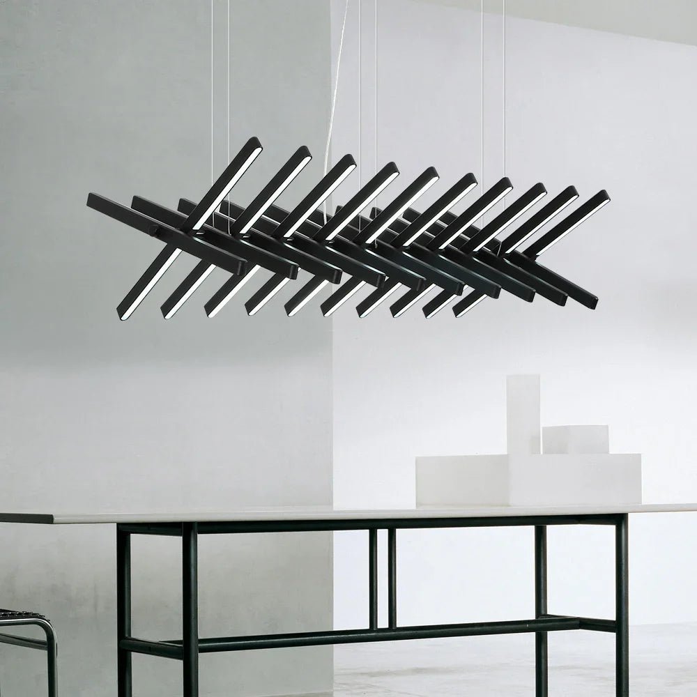 Afralia™ Luxury Modern LED Black White Acrylic Shelf Chandelier for Indoor Ceiling Lighting